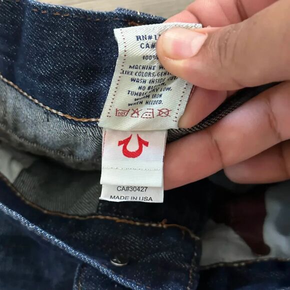 Vintage True Religion Joey Super T Jean Shorts Double Stitching Size 36X14 - Picture 6 of 7